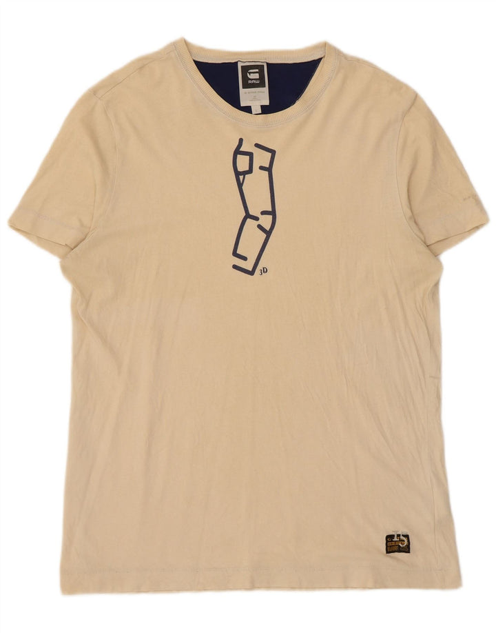 G-Star Herre Grafisk T-Shirt Top Stor Beige Bomuld
