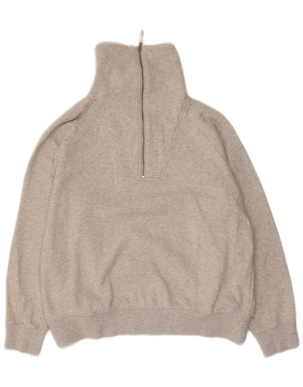 Crew Clothing Dame Crop Zip Neck Sweatshirt Jumper UK 12 Medium Grey