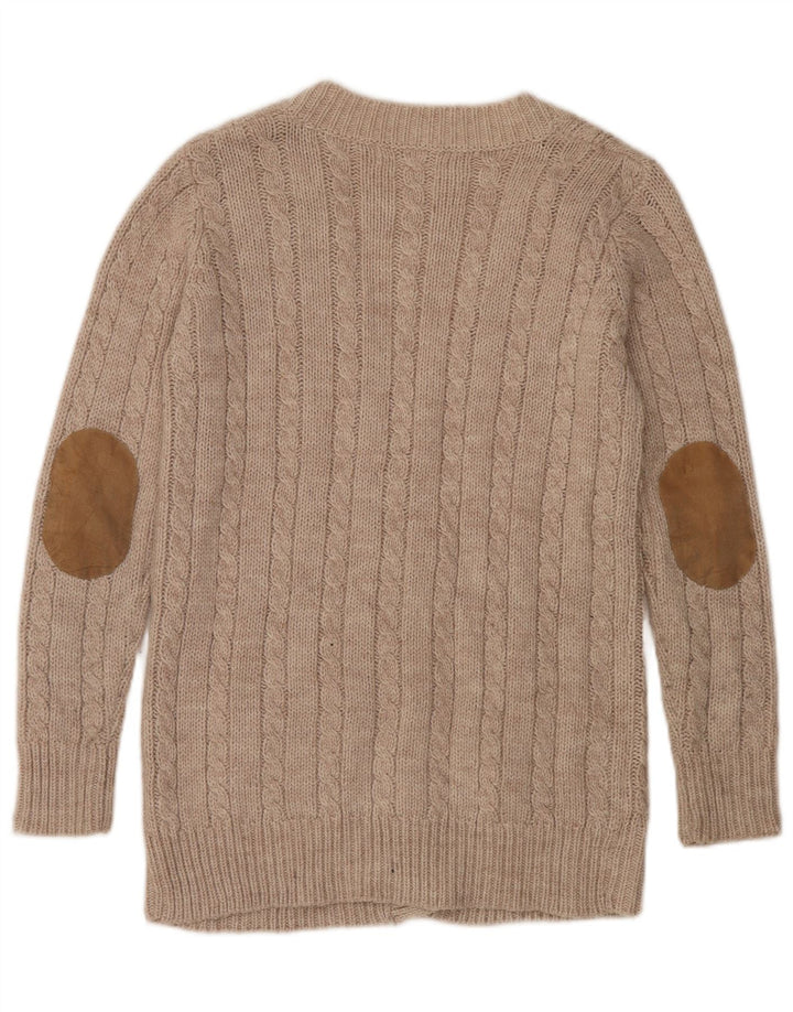 Zara Dame Cardigan Sweater UK 14 Medium Beige Akryl