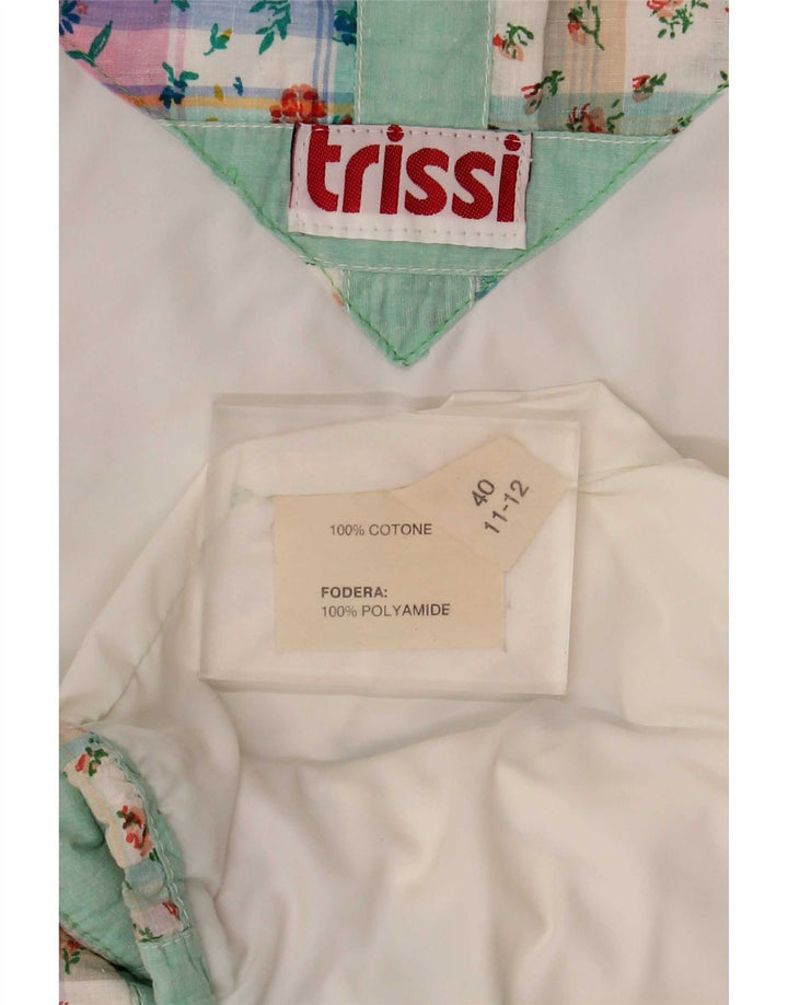 Trissi Womens Gilet IT 40 Medium Green Patchwork Bomuld