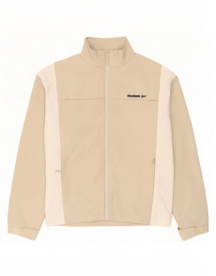 Reebok træningsdragt topjakke til kvinder UK 10 Small Beige Colourblock Polyester