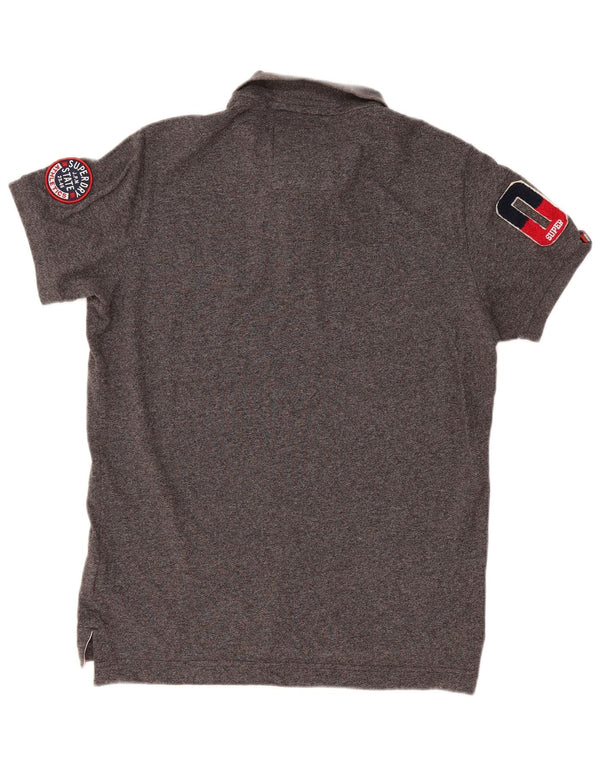 Superdry Grafisk Polo Shirt til mænd XL Grå Flecked Bomuld