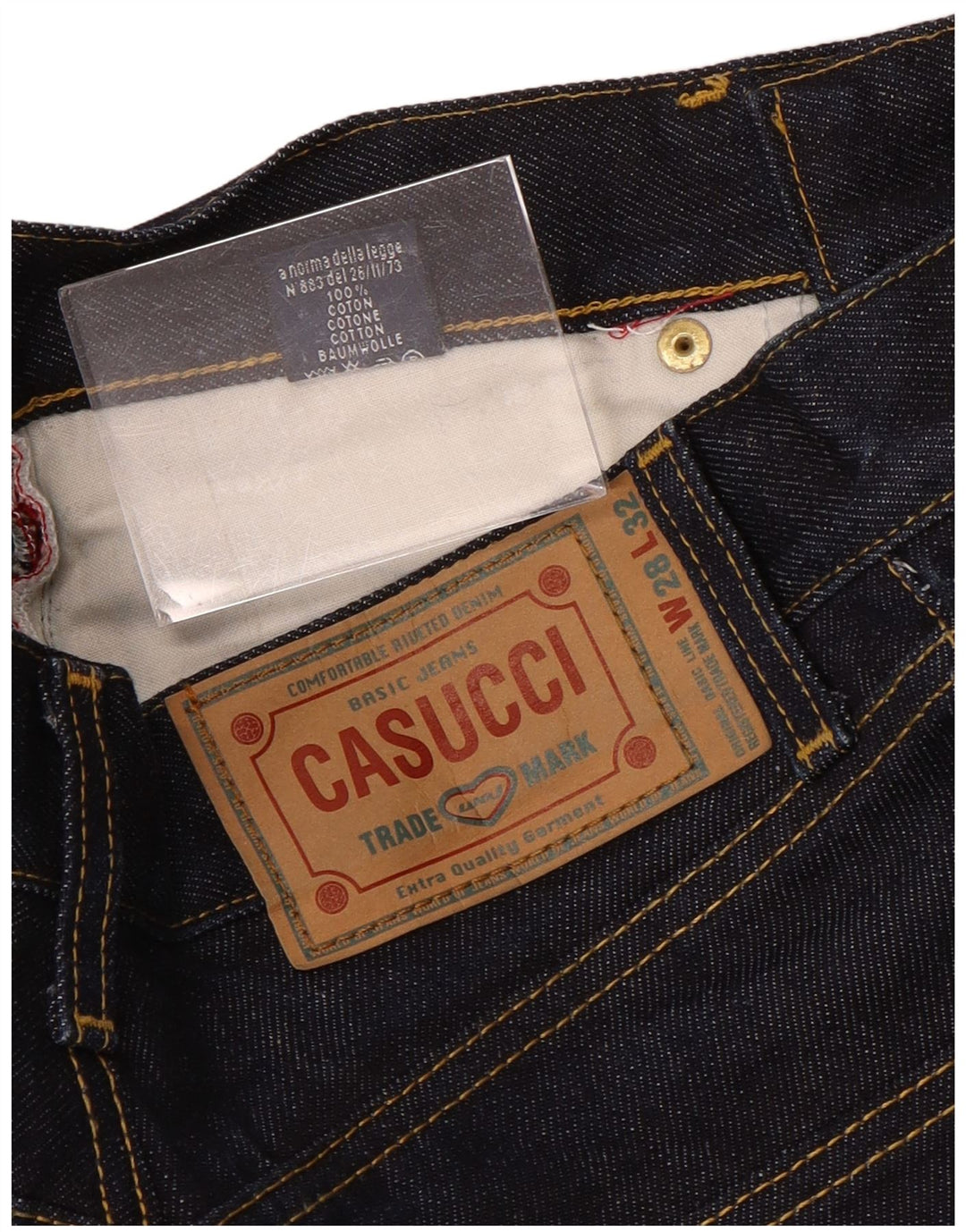 CASUCCI Herre Højtaljede Straight Jeans W28 L32 Marineblå Bomuld