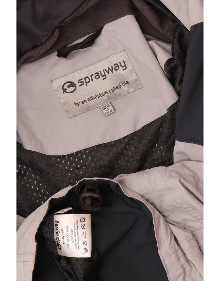 Sprayway Dame Hætte Oversized regnjakke UK 18 XL Grå Colourblock