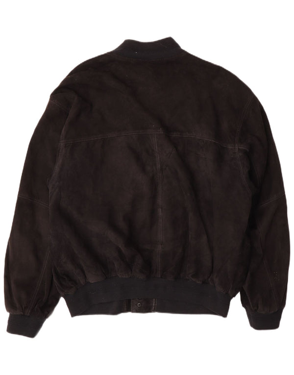 VINTAGE herre ruskind bomberjakke IT 56 3XL sort læder