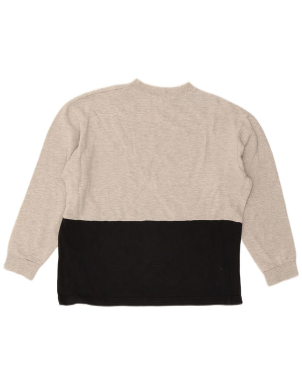 BENETTON Grafisk sweatshirt til mænd, lille grå farveblok bomuld