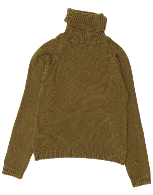 Zara Dame Rullehals Sweater UK 14 Stor Khaki Bomuld