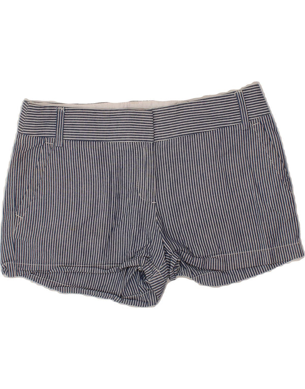 J. CREW Womens Chino Shorts US 6 Medium W30  Navy Blue Striped Cotton