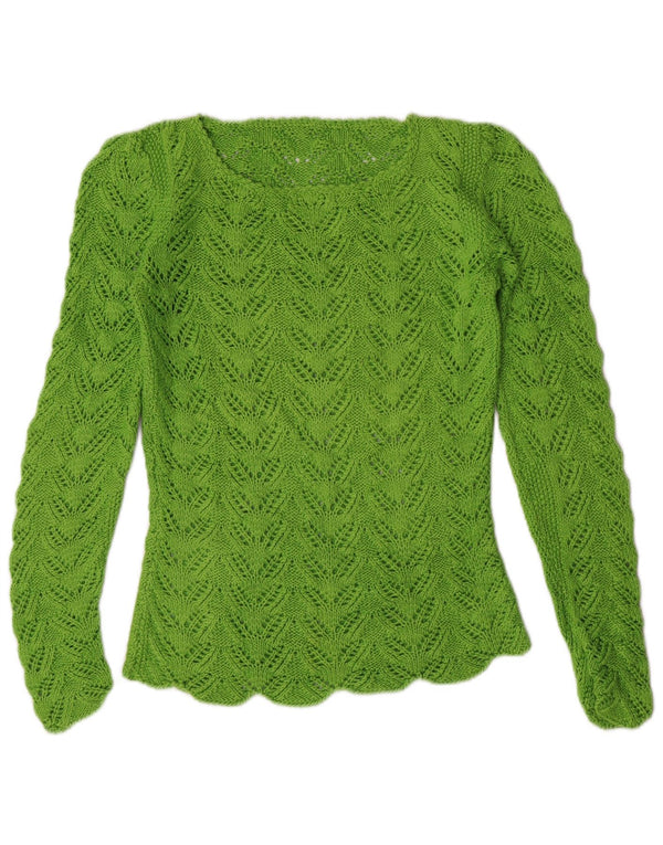 VINTAGE Dame Boat Neck Jumper Sweater UK 8 Small Green