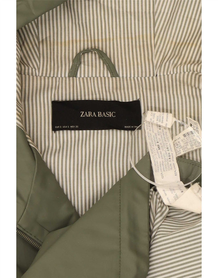 Zara Regnfrakke med hætte til kvinder UK 10 Lille grøn polyester
