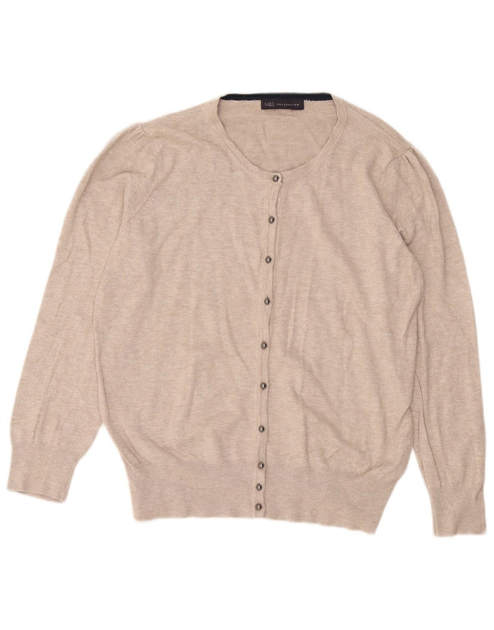 Marks & Spencer Dame Cardigan Sweater UK 16 Stor Beige Viscose