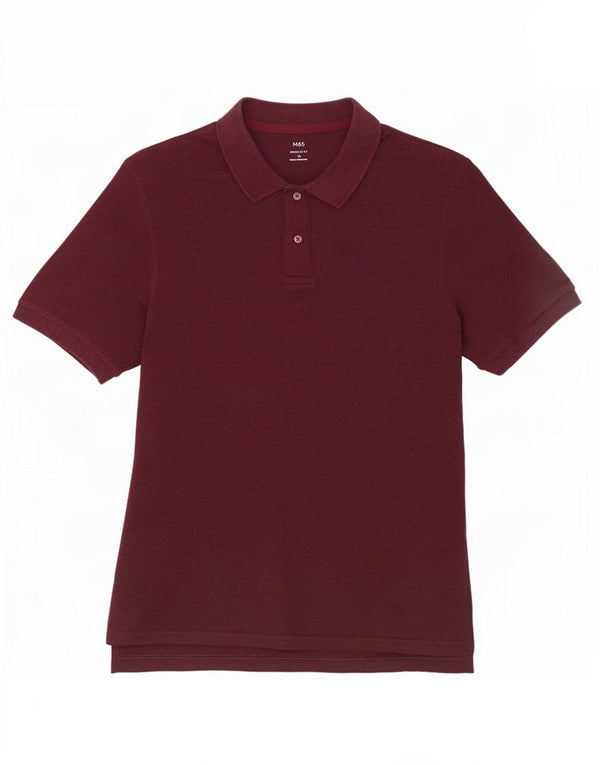 Marks & Spencer Herre Regular Fit Polo Shirt XL Bourgogne bomuld