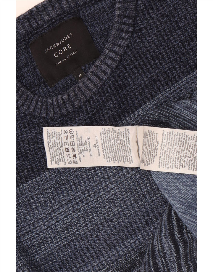 Jack & Jones Herre sweater med rund hals, mellemblå nålestribet bomuld