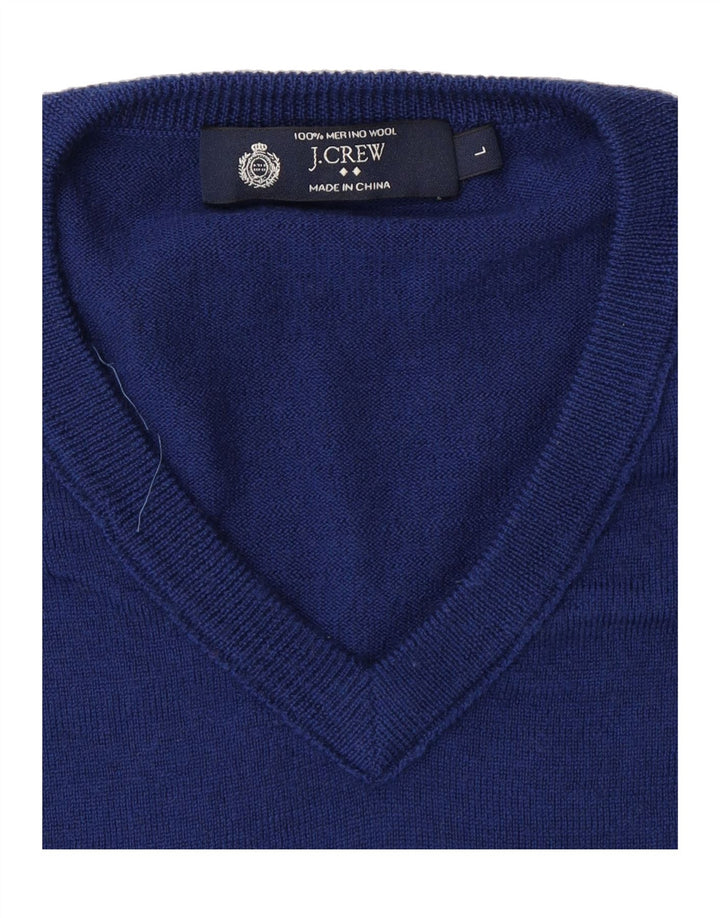 J. CREW Mens V-Neck Jumper Sweater Large Blue Vintage J. Crew and Second-Hand J. Crew from Messina Hembry 