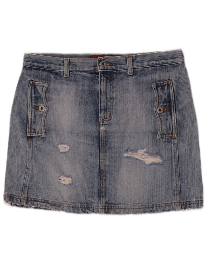 Madoc Womens Distressed Mini Denim Nederdel W32 Large Blue