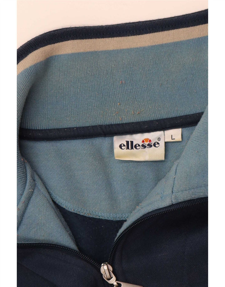 Ellesse Herre Zip Neck Sweatshirt Jumper Large Navy Blue Bomuld