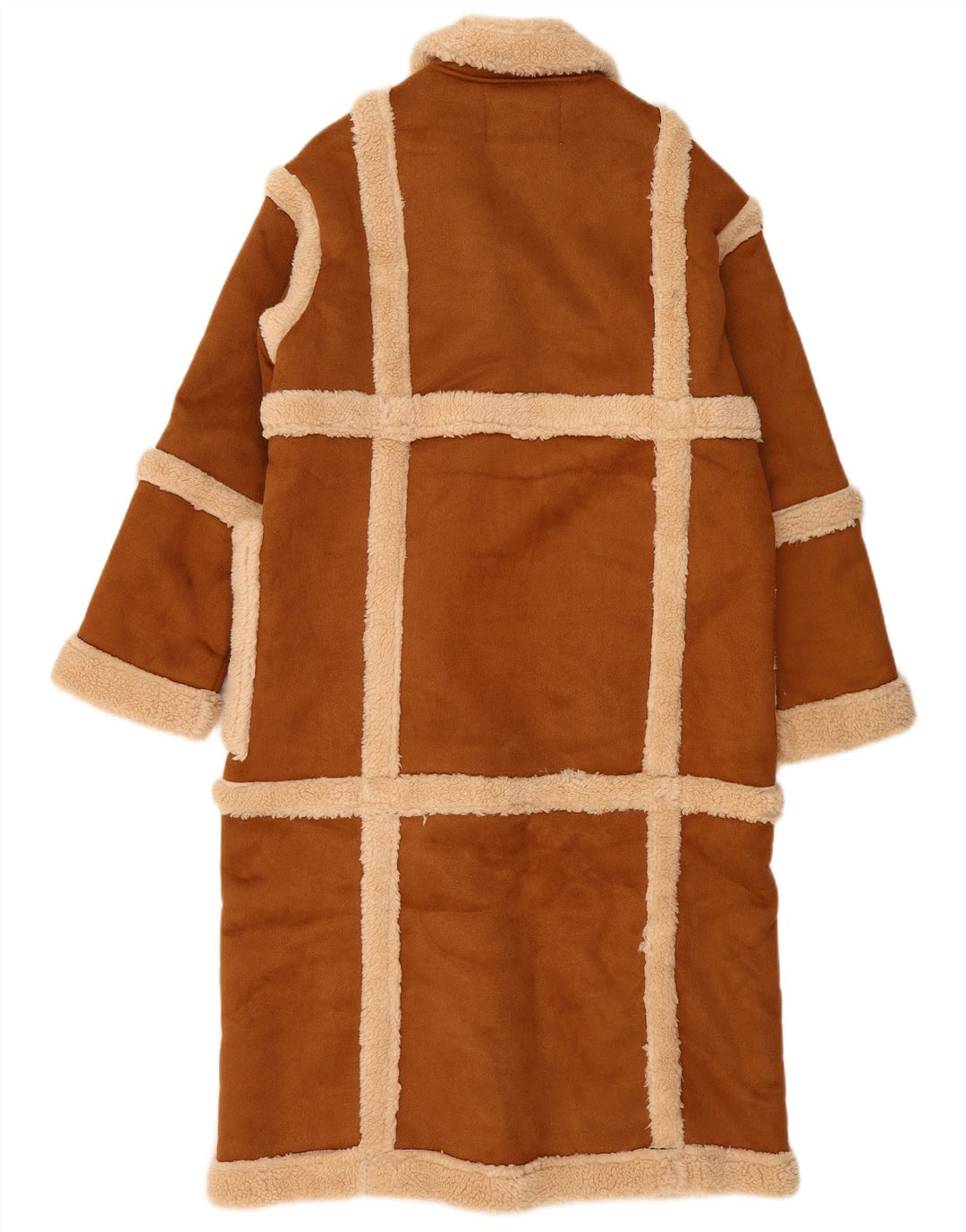 K. ZELL Dame Loose Fit Sherpa Overfrakke UK 14 Medium Brun Geometrisk