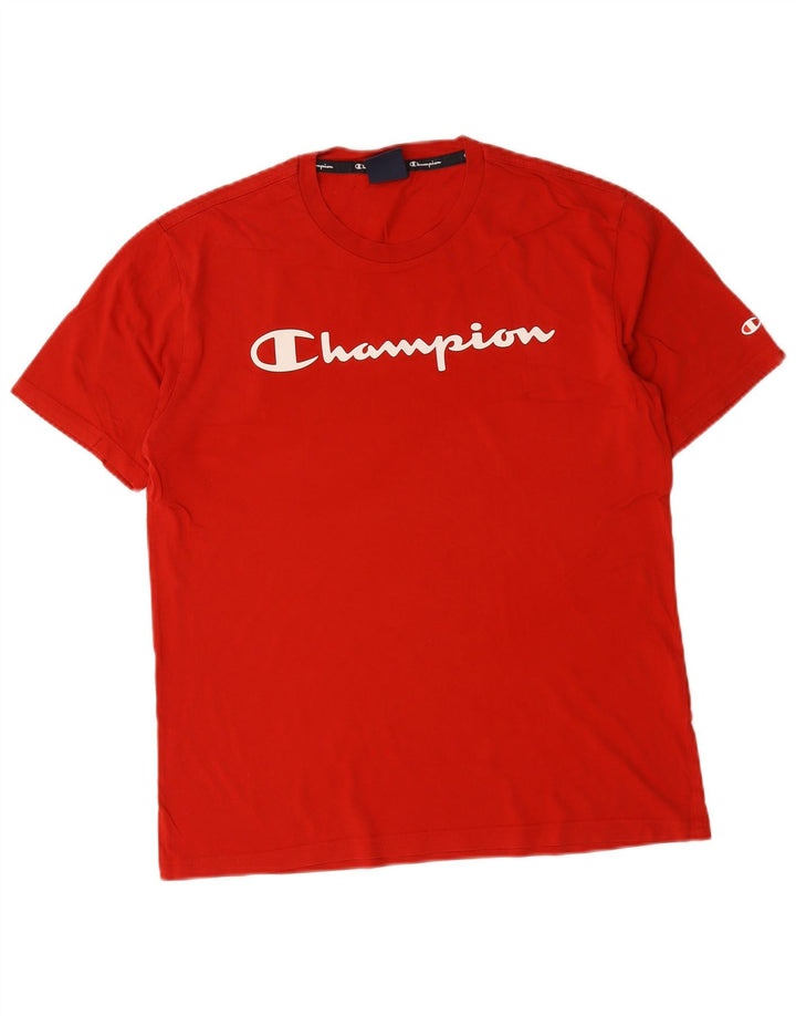 Champion Herre grafisk T-shirt Top Medium Rød Bomuld