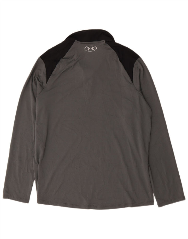 Under Armour Herre Zip Neck Pullover Træningsdragt Top Stor Grå Colourblock