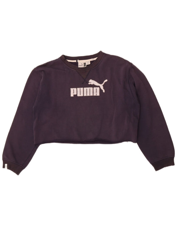 Puma Girls Oversized Crop Graphic Sweatshirt Jumper 13-14 år Marineblå