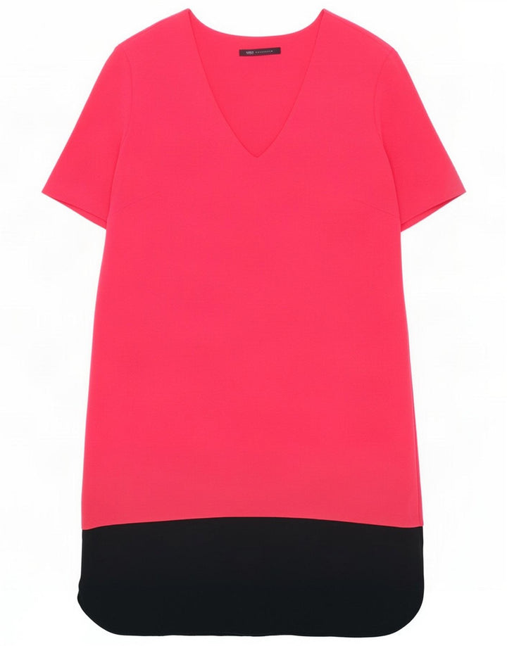 Marks & Spencer Womens Shift Dress UK 14 Large Pink Colourblock Polyester