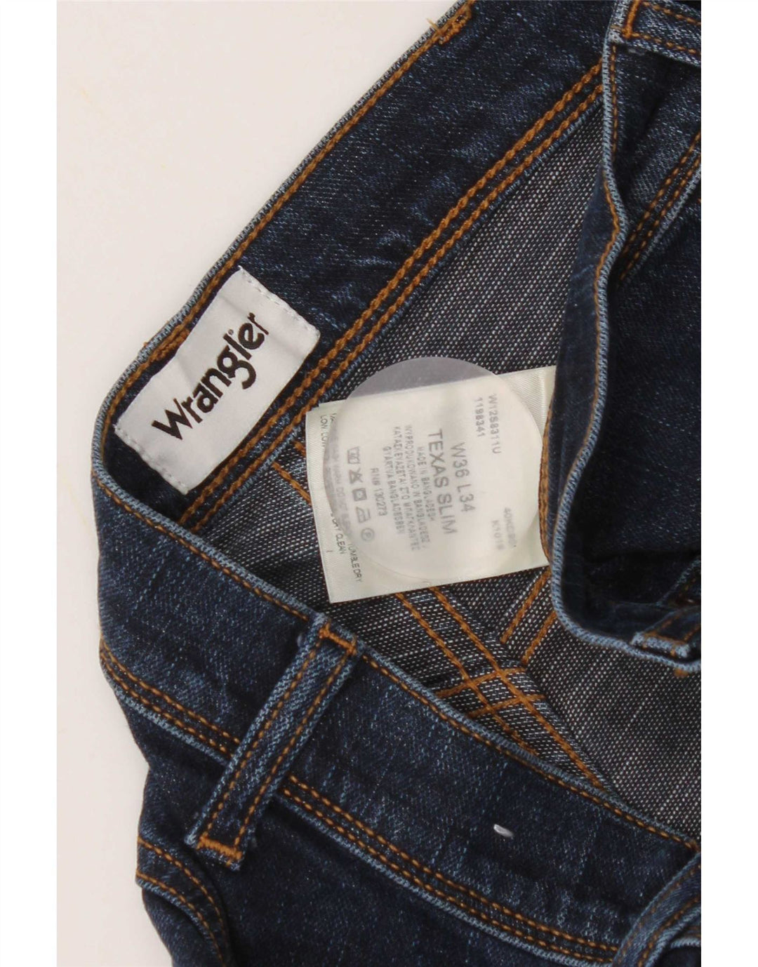 Wrangler Dame Texas Slim Jeans W36 L28 Marineblå Bomuld
