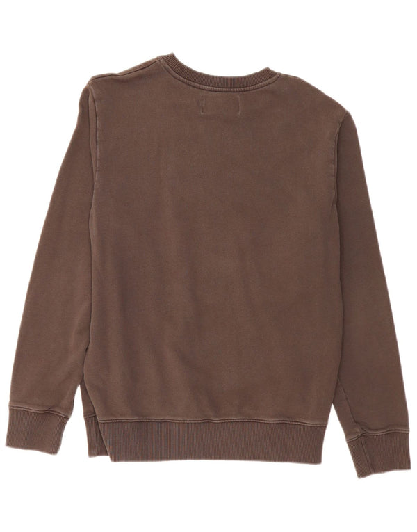 Calvin Klein Jeans Mens Graphic Sweatshirt Jumper Small Brown Cotton