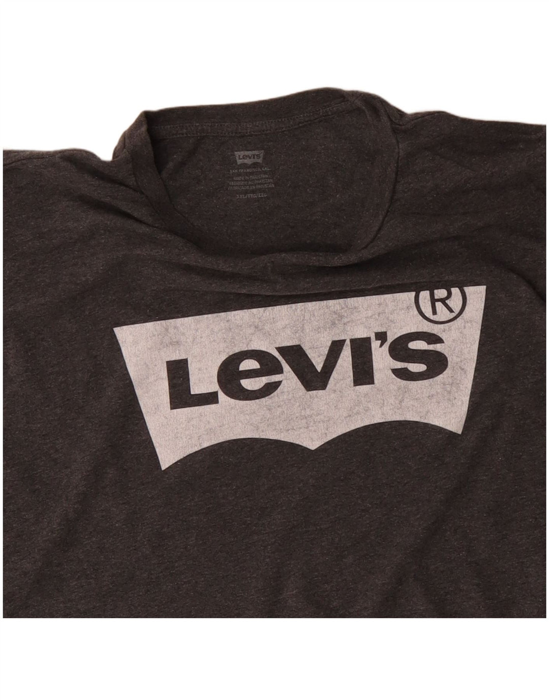 LEVI'S Herre Grafisk T-Shirt Top 2XL Grå Bomuld