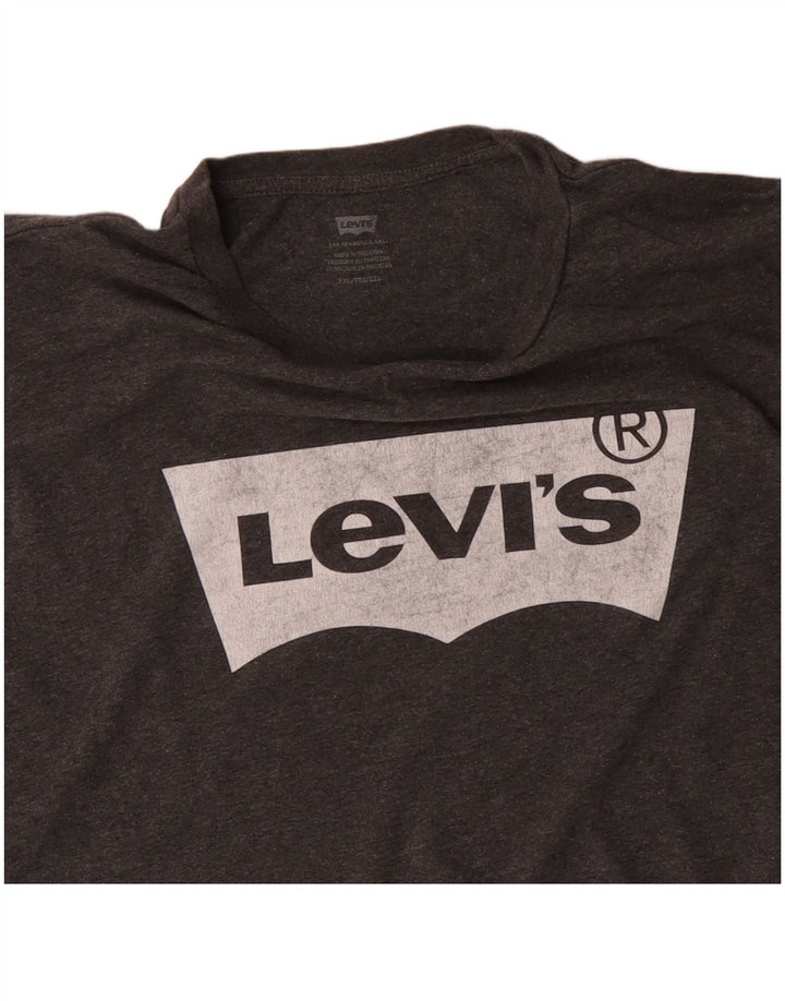 LEVI'S Herre Grafisk T-Shirt Top 2XL Grå Bomuld