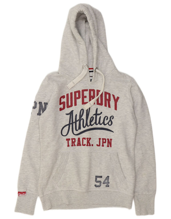 Superdry grafisk hættetrøje til kvinder UK 12 Medium Grey Flecked Bomuld