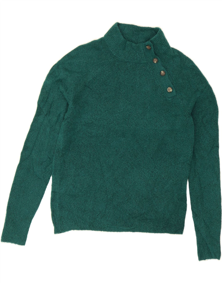 J. CREW Womens Oversized Button Neck Jumper Sweater UK 2 2XS Green Acrylic Vintage J. Crew and Second-Hand J. Crew from Messina Hembry 