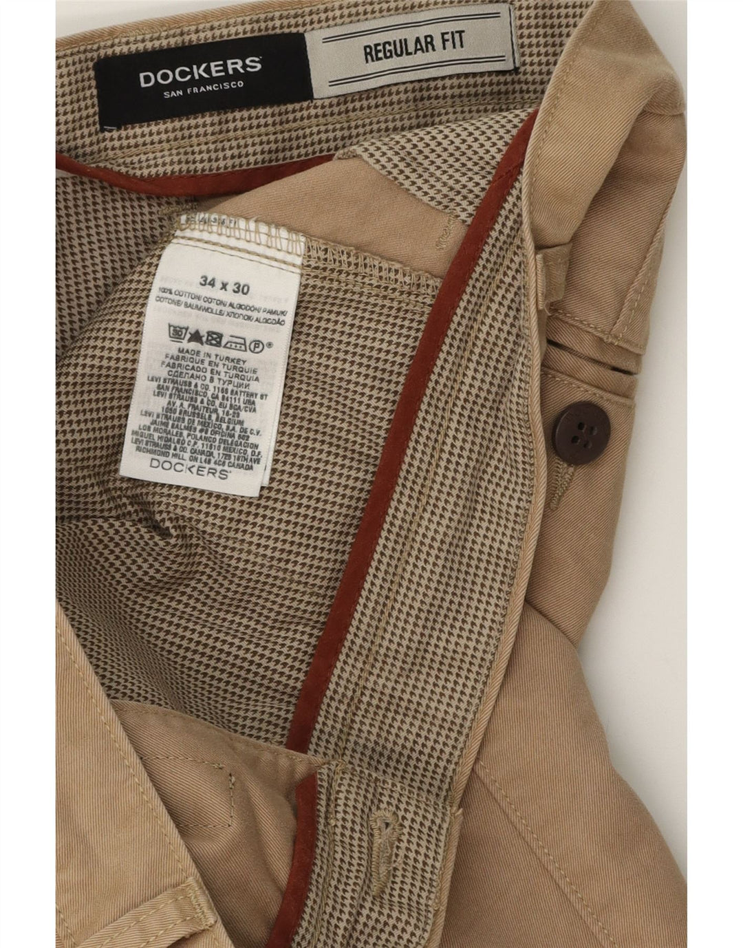 Dockers Herre Regular Fit Chinobukser W34 L30 Beige Bomuld
