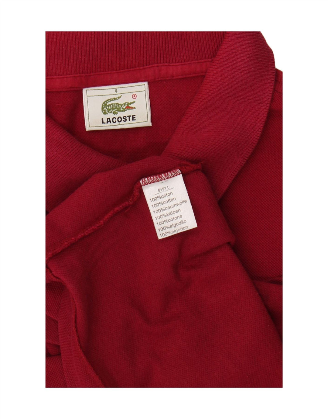 LACOSTE Mens Polo Shirt Size 4 Medium Burgundy Cotton Vintage Lacoste and Second-Hand Lacoste from Messina Hembry 