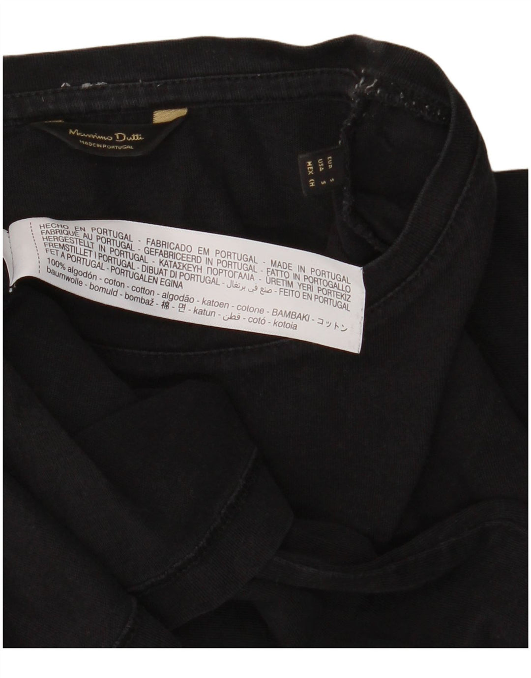 Massimo Dutti Herre T-Shirt Top Lille Sort Bomuld
