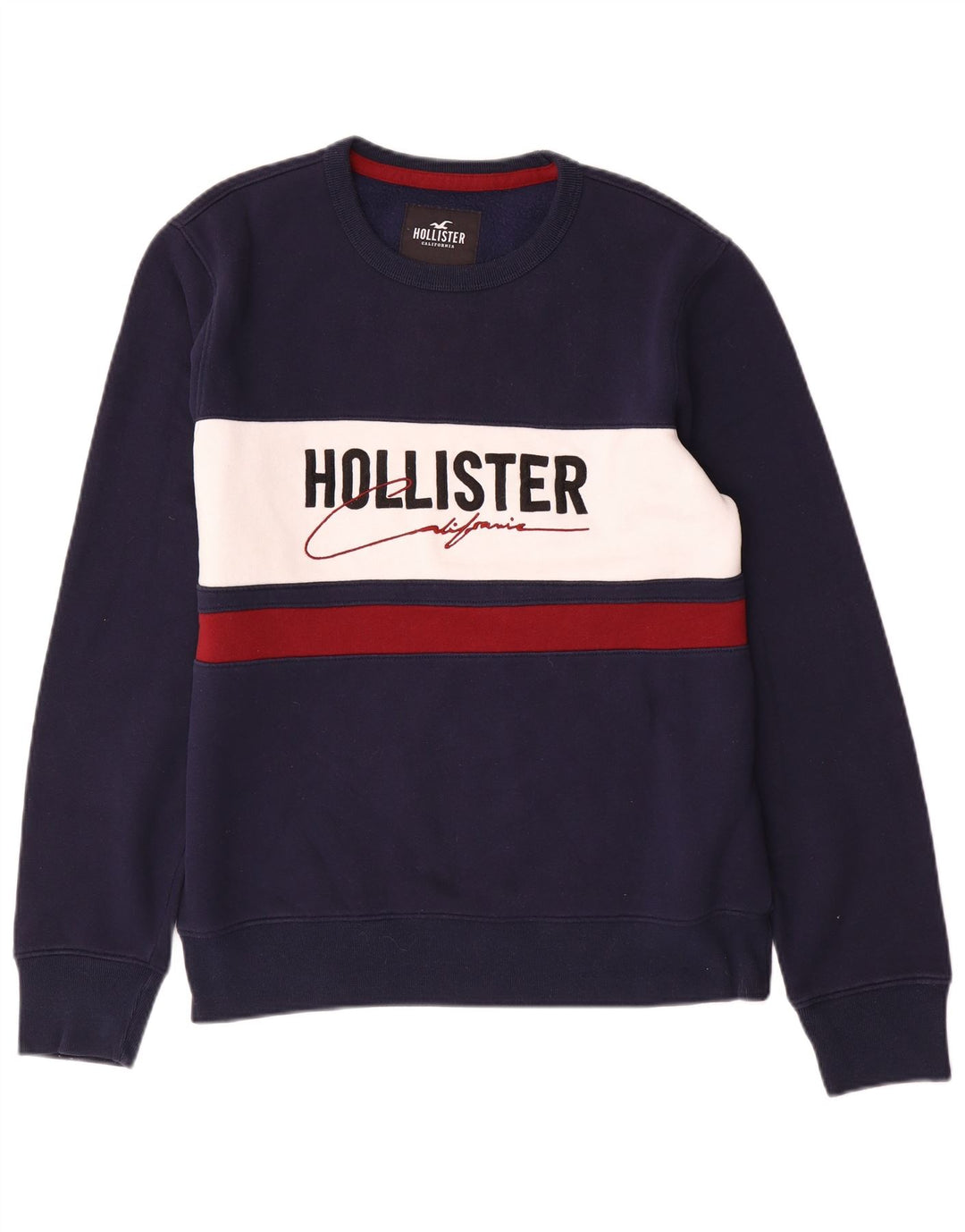 Hollister Herre grafisk sweatshirt Jumper Medium Marineblå Colourblock