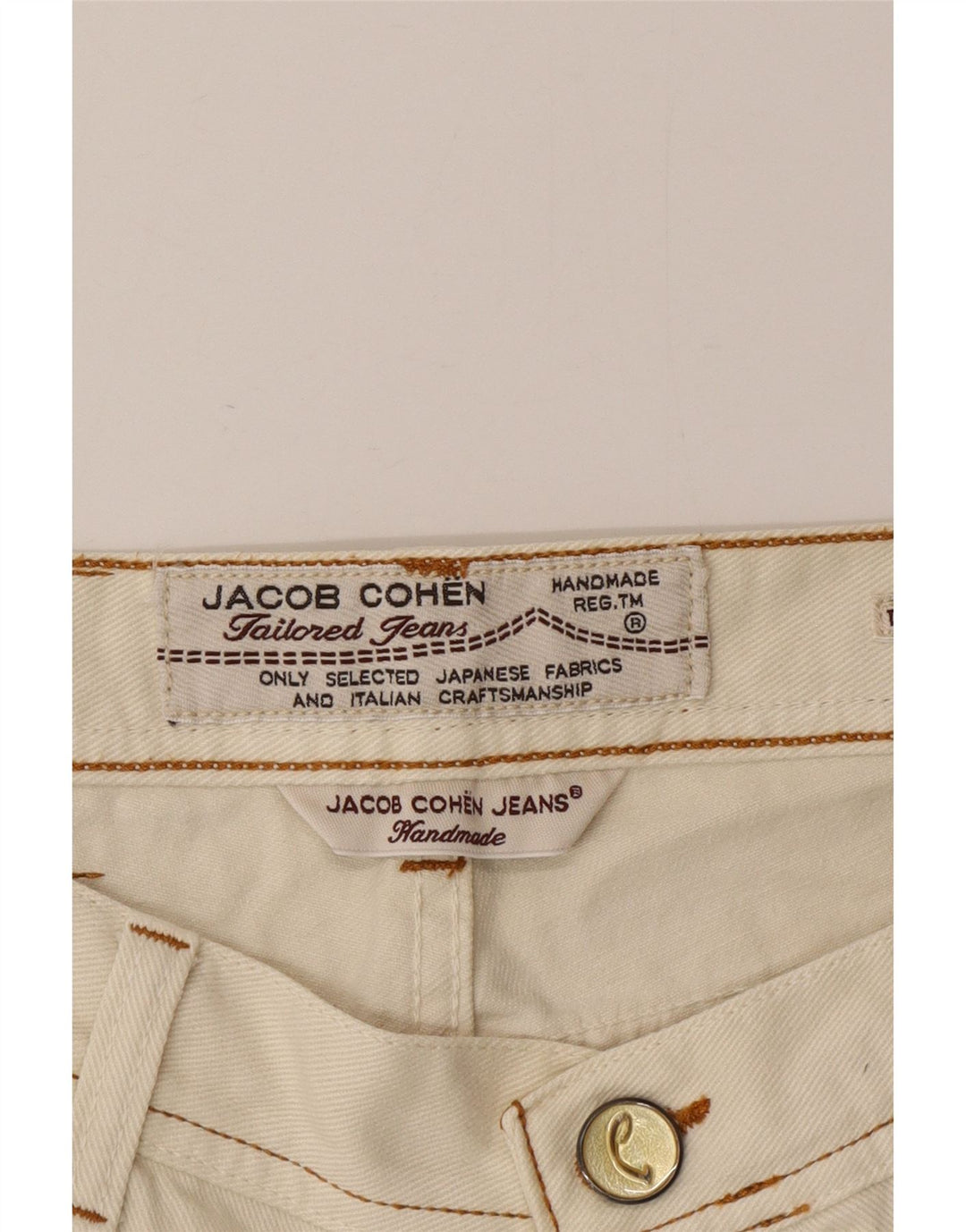 Jacob Cohen Herre Straight Jeans W35 L34 Beige Bomuld