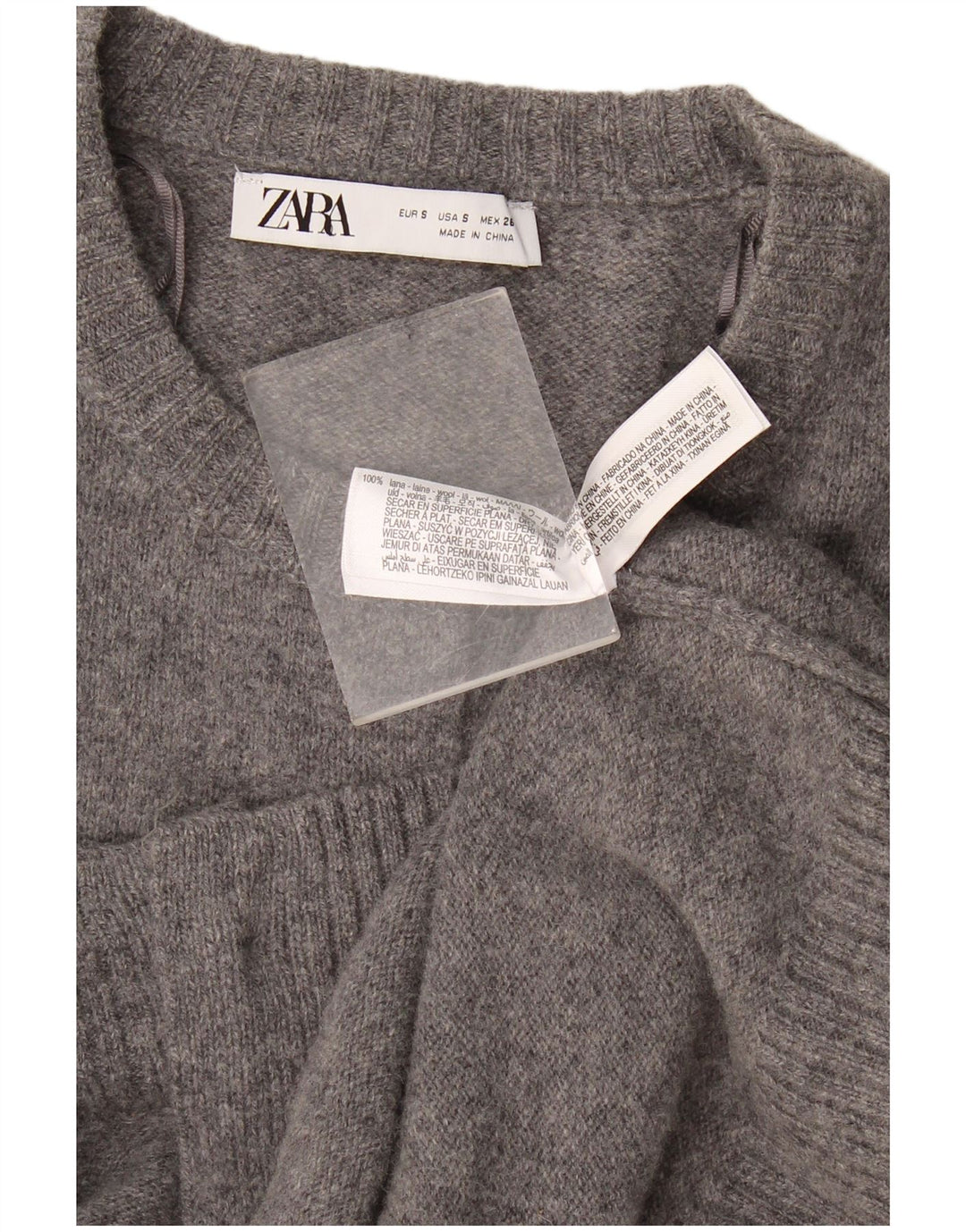 Zara Dame Cardigan Sweater UK 10 Small Grey Flecked Wool
