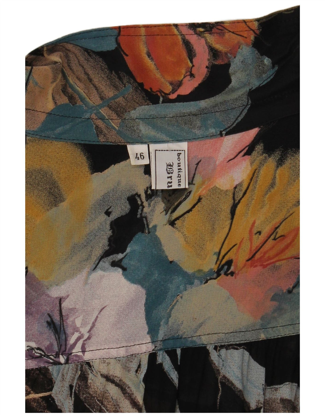 VINTAGE skjortebluse til kvinder IT 46 Stor flerfarvet blomster