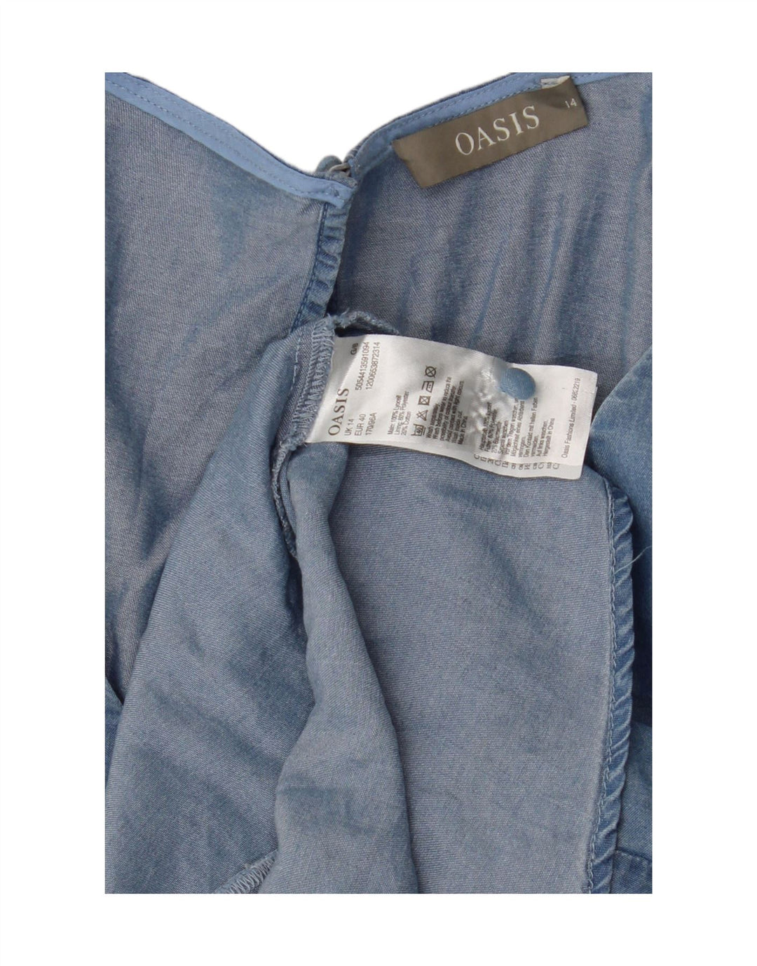 Oasis Dame Bluse Top UK 14 Medium Blue Lyocell