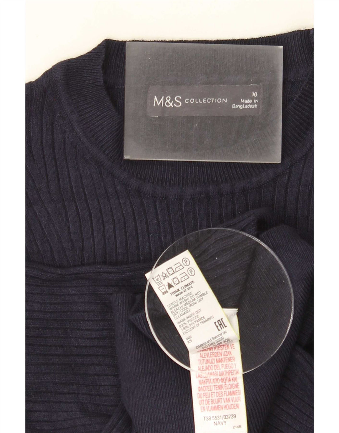Marks & Spencer Damebluse Top UK 10 Small Navy Blue Viscose