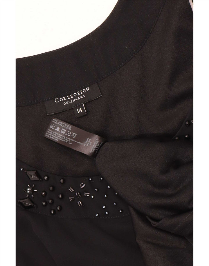 Debenhams Dame Ærmeløs A-Line Kjole UK 14 Medium Sort Polyester