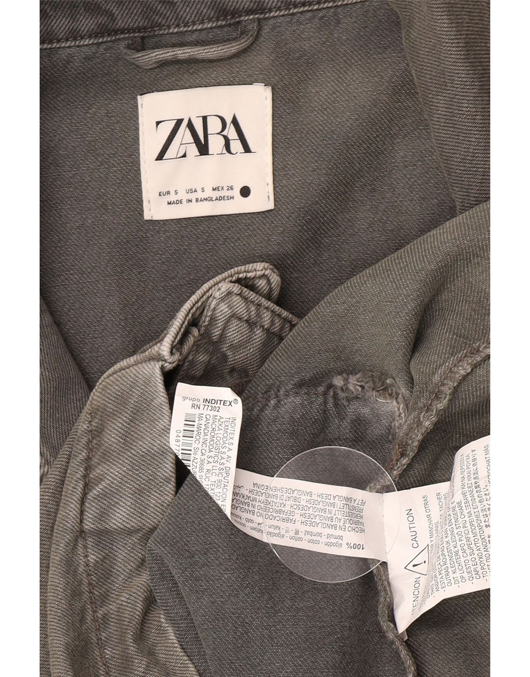 Zara Dame Oversized Denim Coat UK 10 Lille Grå Bomuld