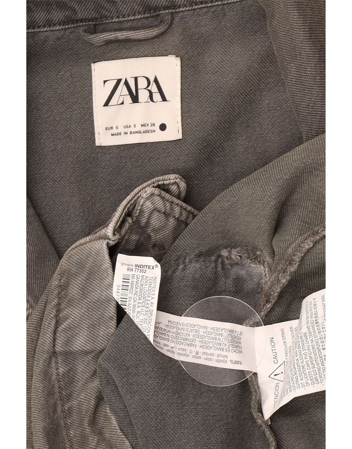 Zara Dame Oversized Denim Coat UK 10 Lille Grå Bomuld