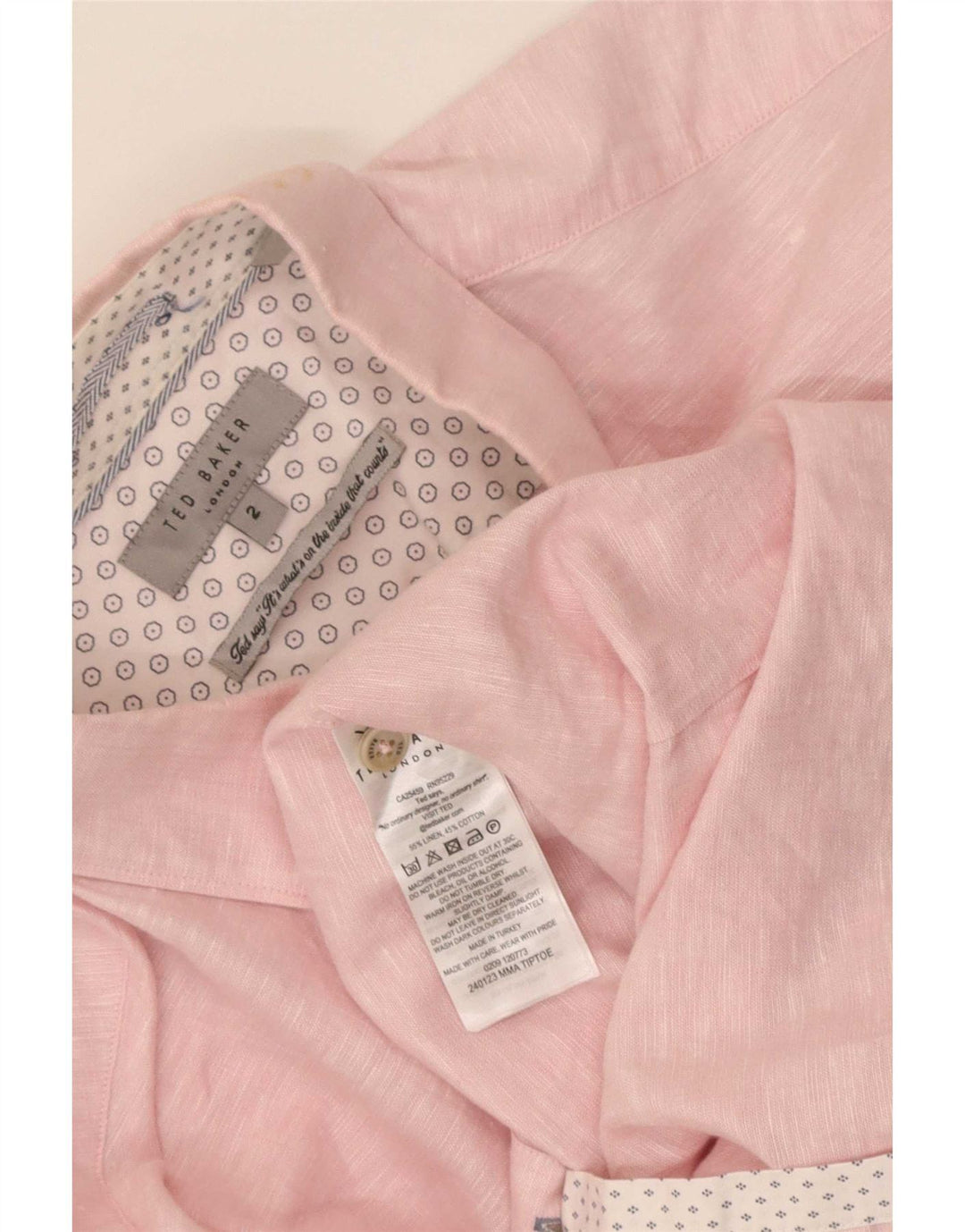 Ted Baker Herreskjorte str. 2 Lille Pink Linned