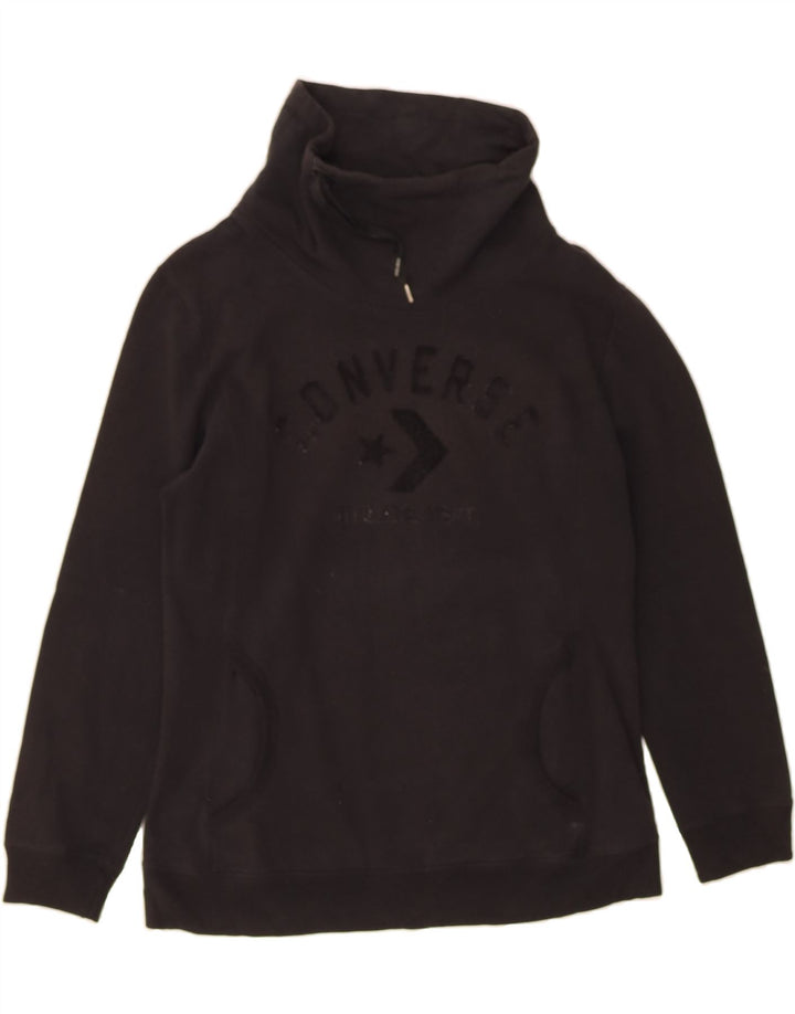 CONVERSE Womens Graphic Hoodie Jumper UK 14 Medium Black Cotton Vintage Converse and Second-Hand Converse from Messina Hembry 