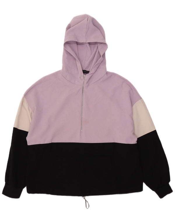 Zara hættetrøje med lynlås til kvinder UK 18 XL Lilla Colourblock Polyester