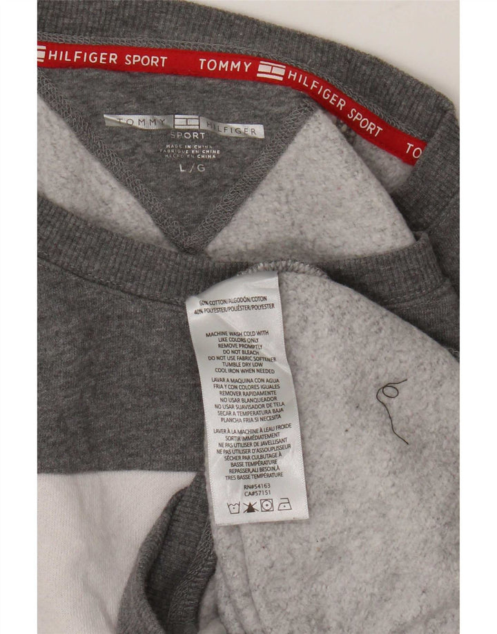Tommy Hilfiger Dame Sweatshirt Jumper UK 16 Stor Grå Colourblock