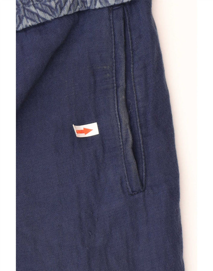Zara Womens Open Overcoat UK 16 Large Navy Blue Geometric Cotton