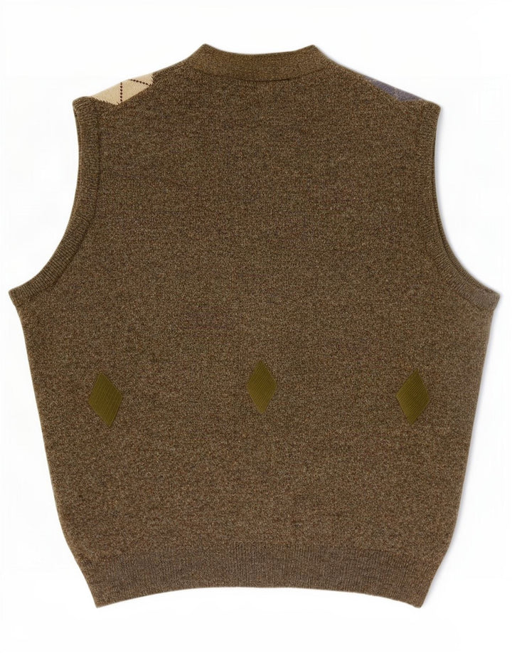 Kerry Herre Classics Ærmeløs cardigantrøje XL Khaki Argyle/Diamond