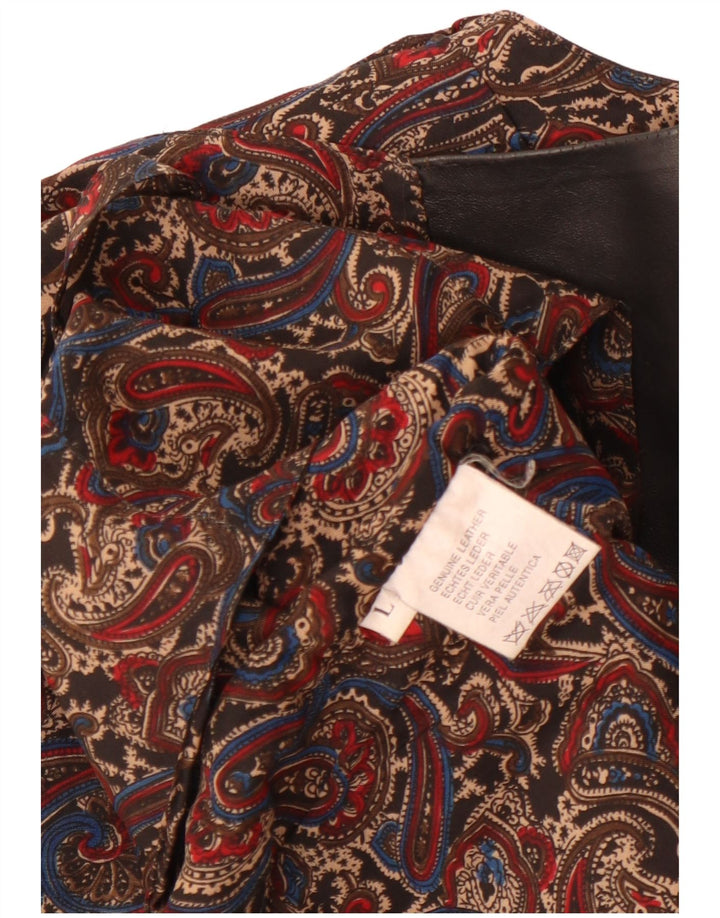 Vintage herre læder vest Stor sort Paisley læder